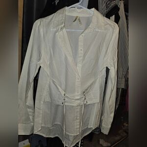 Live 4 Truth NWOT White Cotton Lace-Up Button Front Top